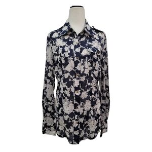 Tory Burch Navy and White Floral Blouse